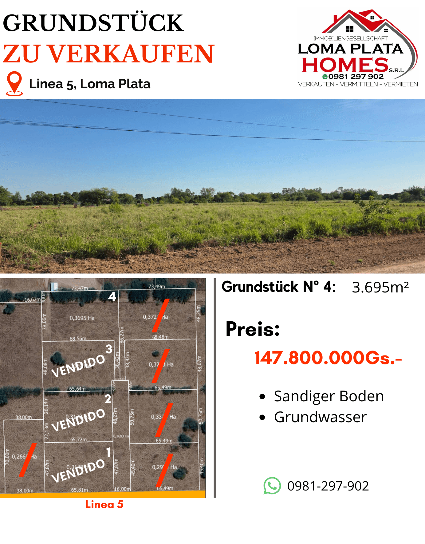 Terreno en venta en Loma Plata - Gs. 147.800.000