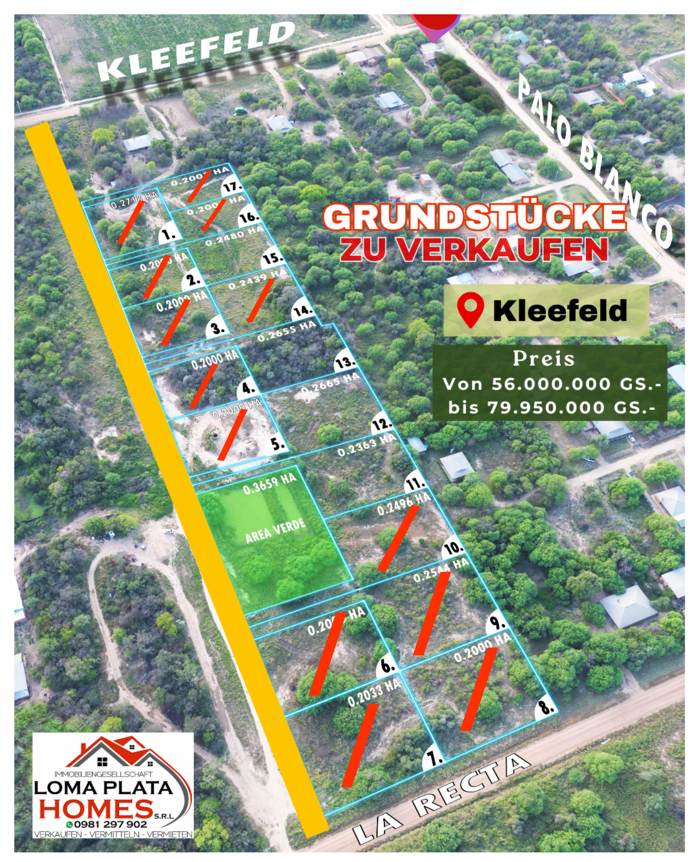 Loteamiento en venta en Kleefeld - Gs. 56.000.000 – Gs. 79.950.000