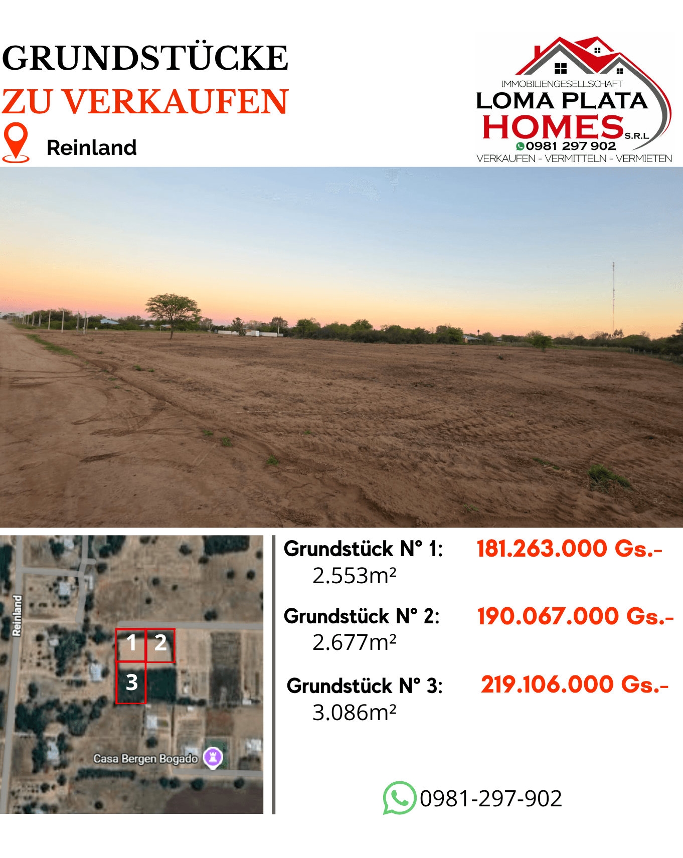 Terreno en venta en Reinland - Gs. 181.263.000 – Gs. 219.106.000